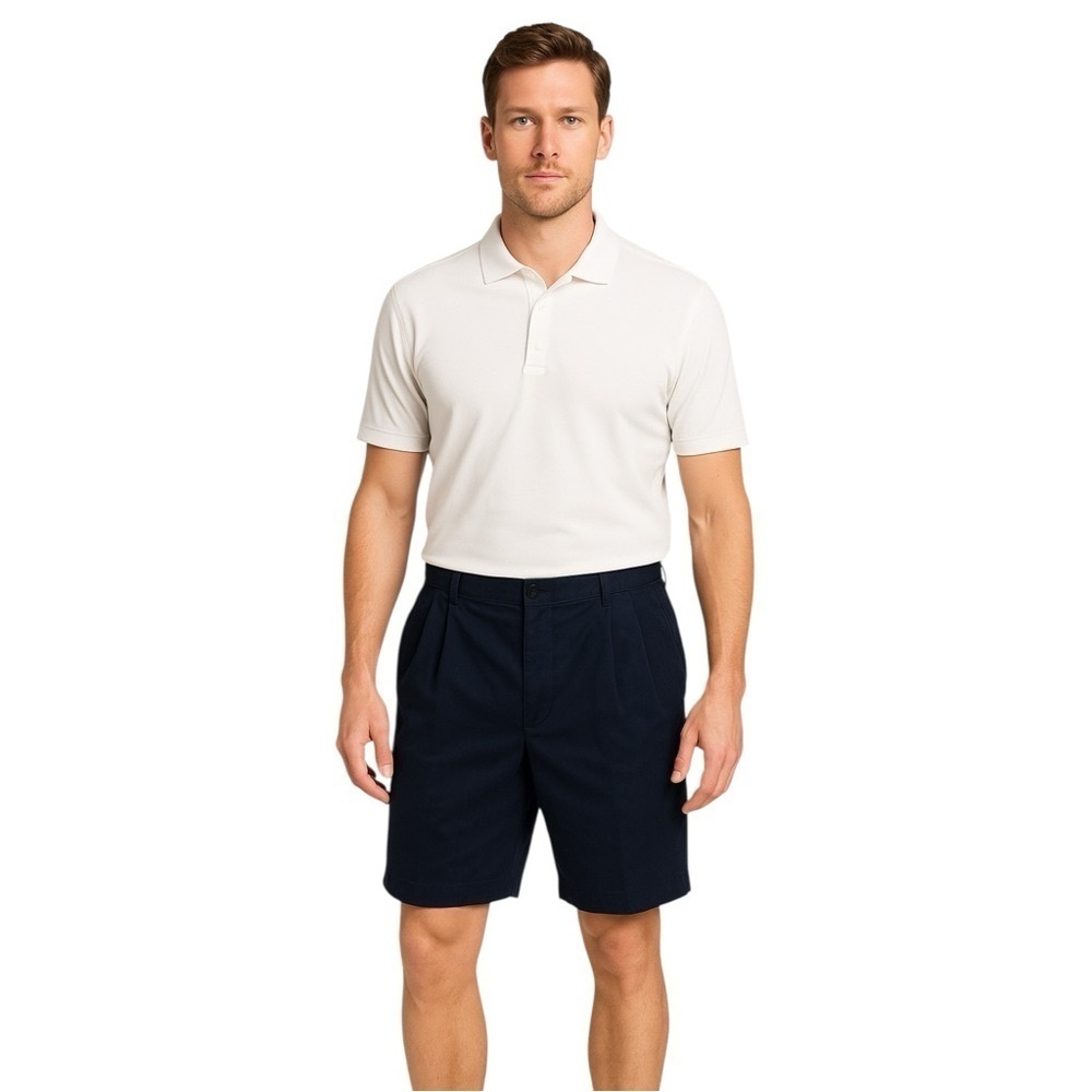 Nike Menβs Golf Shorts Size 40 Navy Blue Pleated Cotton Athletic Preppy